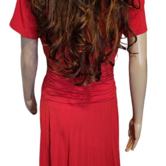 COLDWATER CREEK Pleated Skirt Red Midi Dress Size 6 - Picture 5 of 8